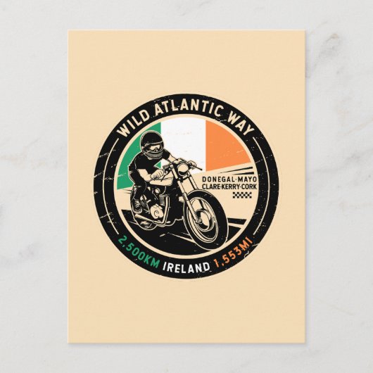 Wild Atlantic Way Ierland | | Motorfiets Briefkaart (Voorkant)