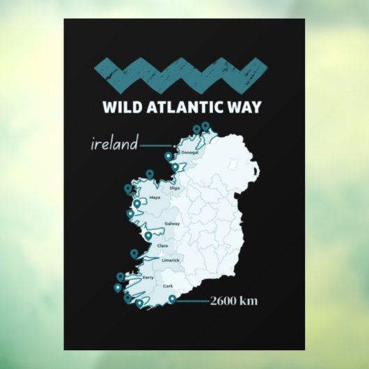 Wild Atlantic Way - Ierse Toerisme proef Ierland Raamsticker (Vel 3)