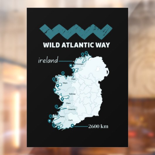 Wild Atlantic Way - Ierse Toerisme proef Ierland Raamsticker (Vel 2)