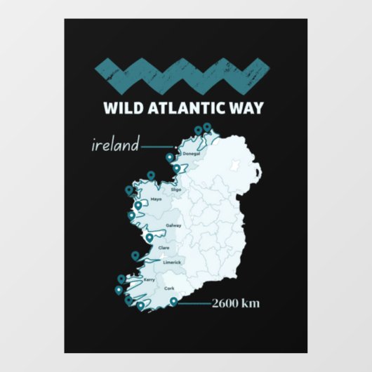 Wild Atlantic Way - Ierse Toerisme proef Ierland Raamsticker (Vel)