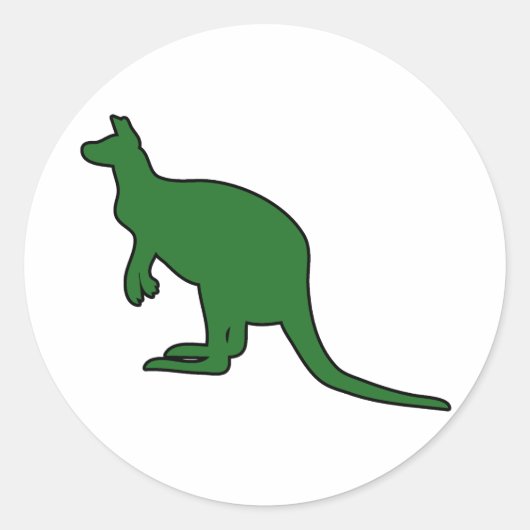 Wild Australian Kangaroo Marsupial Roo Silhouette Ronde Sticker (Voorkant)