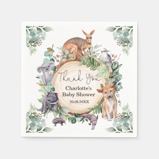 Wild Australische dieren rustieke gom laat baby jo Servet (Voorkant)