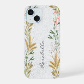Wild Autumn Botanicals personaliseren naam iPhone 15 Case (Achterkant)