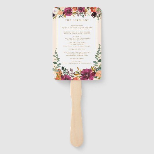 Wild Autumn Bouquet | Aangepaste bruiloft F Handwaaier (Achterkant)