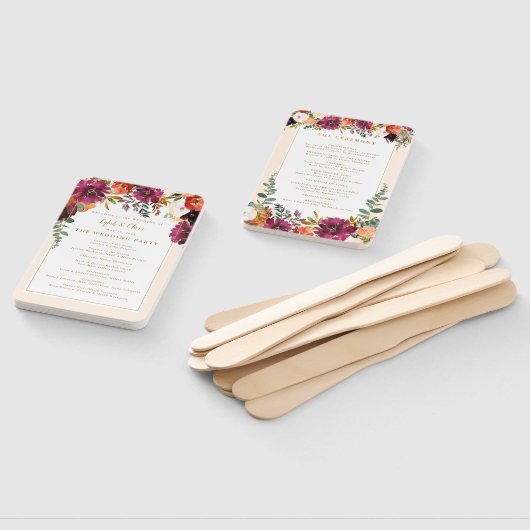 Wild Autumn Bouquet | Aangepaste bruiloft F Handwaaier (Niet-gemonteerd)