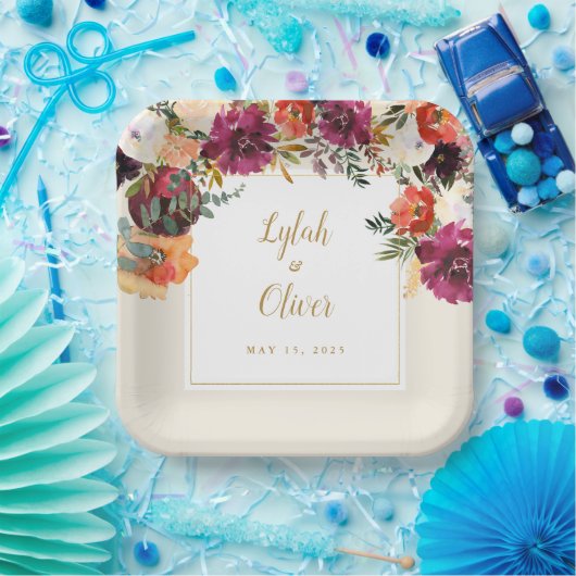 Wild Autumn Bouquet | Aangepaste bruiloft Papieren Bordje (Feest)