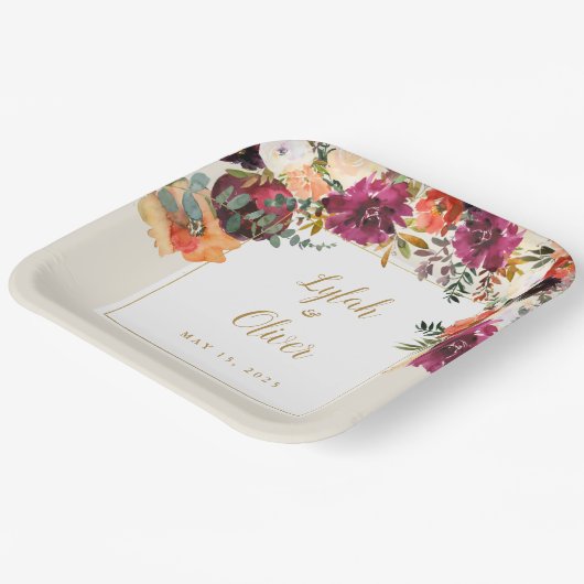 Wild Autumn Bouquet | Aangepaste bruiloft Papieren Bordje (Gebogen)