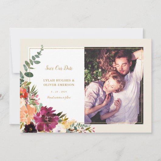 Wild Autumn Bouquet | Foto Opslaan Datum bekendmak Aankondiging (Voorkant)