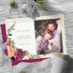 Wild Autumn Bouquet | Foto Opslaan Datum bekendmak Aankondiging<br><div class="desc">Bogundy's en perzikfloralen met goudaccenten en deze sparen onze datumaankondigingen,  perfect voor zomer- of herfstromantische,  botanische,  boho bruiloften. Met één foto.</div>