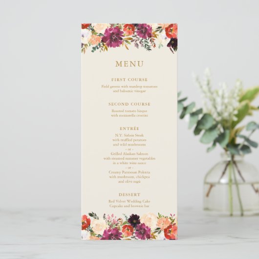 Wild Autumn Bouquet | Menu Weddenschappen (Staand voorkant)