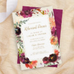Wild Autumn Bouquet | Pleitzitting Kaart<br><div class="desc">Bogundy- en perzikfloralen met goudaccenten en deze repetitieve uitnodigingen voor het avondeten,  perfect voor zomer- of herfstromantische,  botanische,  boho-bruiloften.</div>
