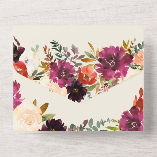 Wild Autumn Bouquet | Uitnodiging voor één weddens (Achterkant)