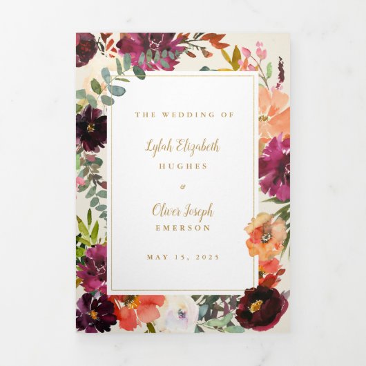 Wild Autumn Bouquet | Weddenschap Drieluik Uitnodiging (Cover)
