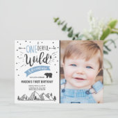 Wild avontuur Eerste verjaardagsuitnodiging één Bl Kaart (Staand voorkant)