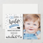 Wild avontuur Eerste verjaardagsuitnodiging één Bl Kaart (Voorkant / Achterkant)