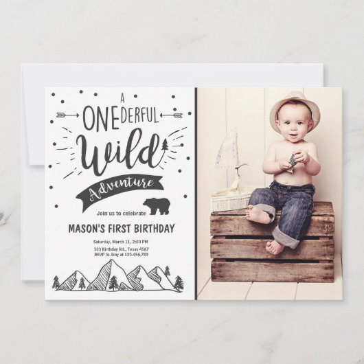 Wild avontuur Eerste verjaardagsuitnodiging Wild o Kaart (Voorkant)