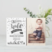 Wild avontuur Eerste verjaardagsuitnodiging Wild o Kaart (Staand voorkant)