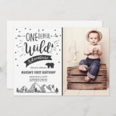 Wild avontuur Eerste verjaardagsuitnodiging Wild o Kaart (Voorkant / Achterkant)
