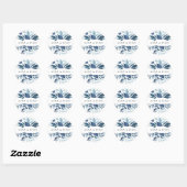 Wild Azure | Aangepaste botanische bruiloft Ronde Sticker (Vel)