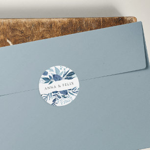 Wild Azure Aangepaste botanische bruiloft Ronde Sticker