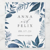 Wild Azure | Aangepaste bruiloft Wijn Etiket (Enkel label)