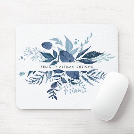 Wild Azure | Blauw botanisch gepersonaliseerd Muismat (Met muis)