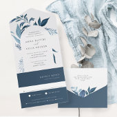 Wild Azure Blue Botanical Arch Wedding All In One Uitnodiging
