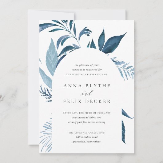 Wild Azure Blue Botanical Arch Wedding Kaart (Voorkant)