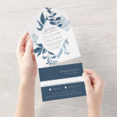 Wild Azure Blue Botanical Lijst Wedding All In One Uitnodiging (Afscheurbaar)