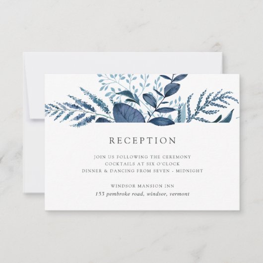 Wild Azure | Blue Botanical Reception Kaart (Voorkant)