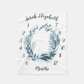 Wild Azure Botanical Monthly Baby Milestone Fleece Deken (Voorkant)