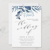 Wild Azure Botanical Wedding Invitation Kaart (Voorkant)