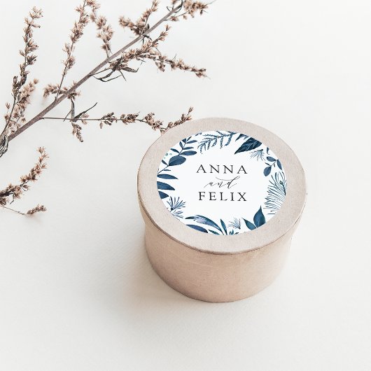 Wild Azure | Botanisch huwelijk Ronde Sticker