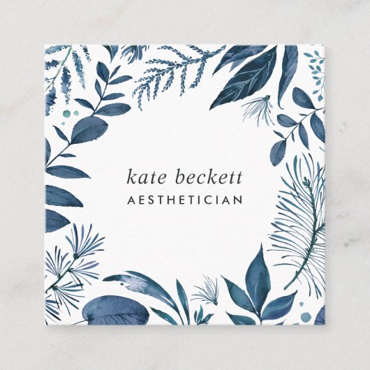 Wild Azure | Botanisch Lijst Vierkante Visitekaartje (Voorkant)