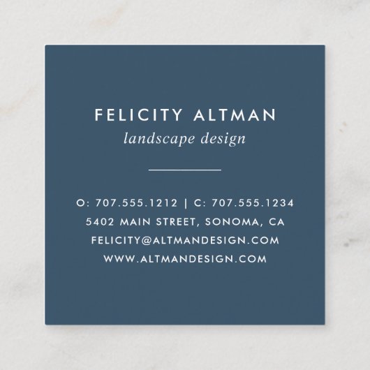 Wild Azure | Botanisch Vierkante Visitekaartje (Achterkant)