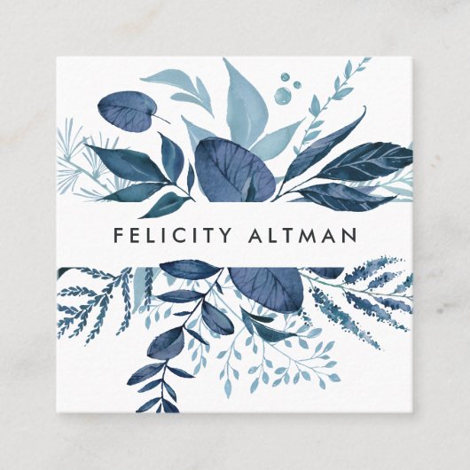 Wild Azure | Botanisch Vierkante Visitekaartje (Voorkant)