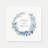 Wild Azure | Botanische krans bruiloft Servet (Voorkant)