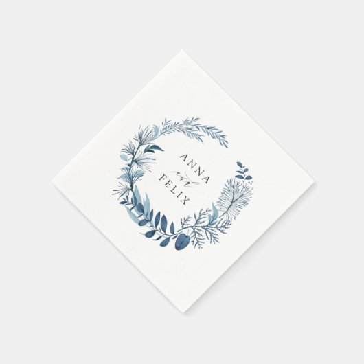 Wild Azure | Botanische krans bruiloft Servet (Hoek)