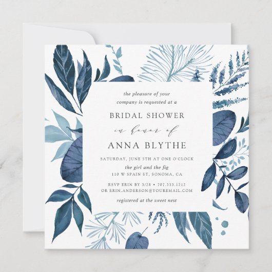 Wild Azure Bridal Shower Invitation | Vierkant Kaart (Voorkant)