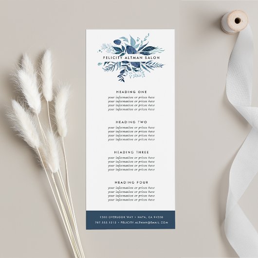 Wild Azure | Diensten of prijslijst Reclamekaart