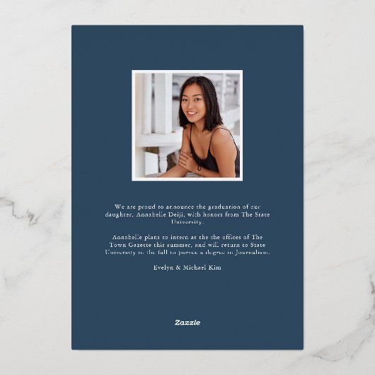 Wild Azure Folie Foto Afstuderen Aankondiging (Achterkant)