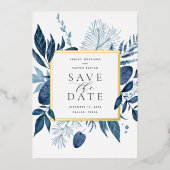 Wild Azure Folie Save the Date Card Folie Uitnodiging (Voorkant)