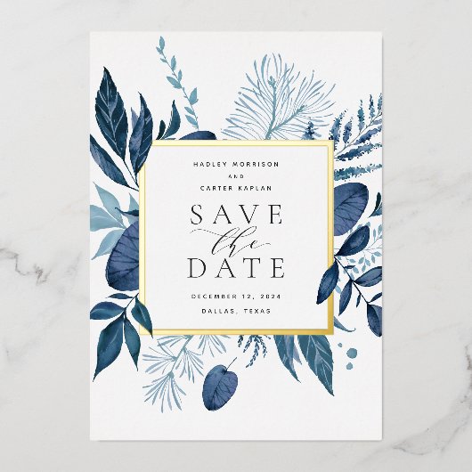 Wild Azure Folie Save the Date Card Folie Uitnodiging (Voorkant)