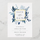 Wild Azure Folie Save the Date Card Uitnodiging (Voorkant)