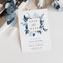Wild Azure Folie Save the Date Card Uitnodiging
