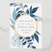 Wild Azure Folie Save the Date Card Uitnodiging (Voorkant)