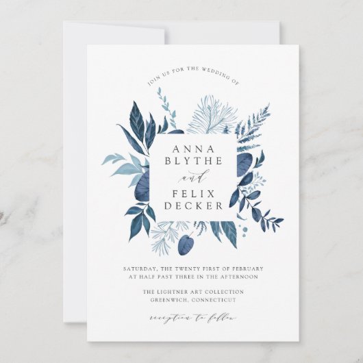 Wild Azure Lijst Wedding Invitation Kaart (Voorkant)
