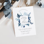 Wild Azure Lijst Wedding Invitation Kaart<br><div class="desc">Onze Wild Azure bruiloft lijsten je namen met een elegante vierkante grens van het bladerblad van de waterverf van de winter in ijzige tinten blauw. Een modern en elegant neemt de botanische trend over voor winterbruiloften in kieblauw en wit.</div>