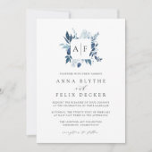 Wild Azure Monogram Wedding Invitation Kaart (Voorkant)