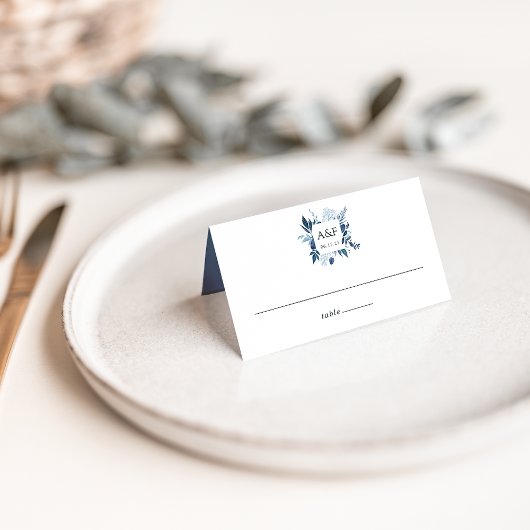 Wild Azure Monogram Wedding Plaatskaartje